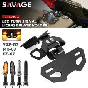 야마하 MT07 FZ07 YZF R7 2014-2024 바이크 오토바이 테일 번호판 홀더 라이트 MT FZ용 펜더 제거 LED 방향