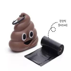 [반려] 강아지 똥봉투 배변봉투 케이스 똥모양 풉백 5롤 똥츄 똥모양케이스