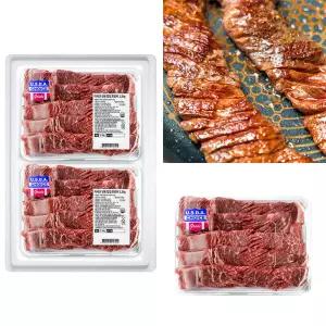 미국산 냉동 칼집 포갈비 1.2kg x 2팩 초이스등급 갈비살 양념육 수입산 소고기 마블링 이력번호 표시