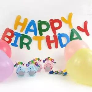 [펫] 핑크풋 파티용품 풍선 가랜더 세트 안경 생 생일 소품