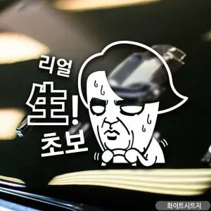[골드스마일]리얼 초보운전 자동차스티커 생초보 화이트스티커 흰색 차량용