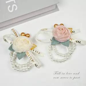 로즈 리본 코사지 팔찌 3color 행사 웨딩 촬영 소품 코사지팔찌 웨딩소품 촬영소품