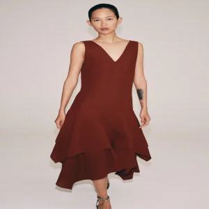 ZARA ZW 컬렉션 스트라이프 언밸런스 원피스 - 다크 데님 2119/066/749