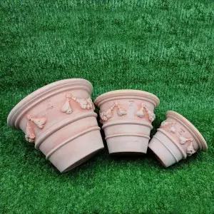 [콩심팥심]수제 토분 리본 장식 화분 15x12cm 인테리어 소품 실내용 미니 화분