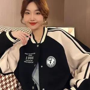 친절한탄씨 여성 데일리 루즈핏 프린팅 디자인 야구점퍼 LK J014 캐주얼 여성 야구점퍼 패션점퍼 자켓