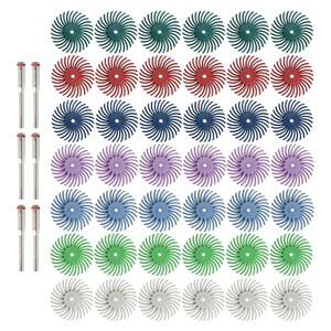 회전 도구용 3mm 생크가 있는 42pcs 1인치 방사형 브리스틀 디스크 키트, 보석 목재 금속 연마용 세부 연마 휠, 그릿 80-2500이 있는 브리스틀