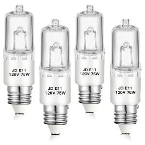 얀엠사 E11 할로겐 전구, 120V 75W 할로겐 캔델라브라 전구 4팩 T4 미니 베이스 JD E11 전구, 디밍 가능한 2700K 웜 화이트, 샹들리에, 캔델라브라, 천장 선풍기, 테이블 램프, 캐비닛 조명용