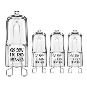 플라스파 G9 50W 할로겐 전구, T4 JCD 타입 2800K 웜 화이트, 파충류 열 전구용 120V G9 바이핀 베이스, 레인지 후드 조명용 캐비닛 아래 할로겐 전구, 전자레인지, 디밍 가능, 4팩