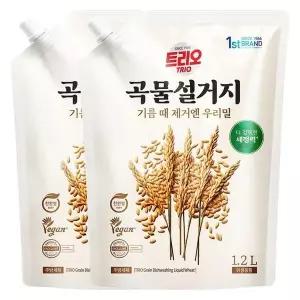 트리오 곡물설거지 우리밀 주방세제 리필 1.2L X 2개