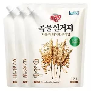 트리오 곡물설거지 우리밀 주방세제 리필 1.2L X 3개