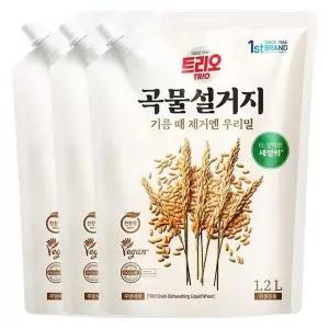 트리오 곡물설거지 우리밀 주방세제 리필 1.2L X 3개