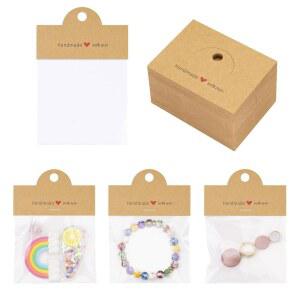 소규모 비즈니스를 위한 조이크래프트 100Pcs 브라운 포장, 투명 가방이 포함된 주얼리 패키지 용품, 판매용 주얼리 디스플레이 가방, 팔찌용 공예품 포장 세트, 열쇠고리, 귀걸이.