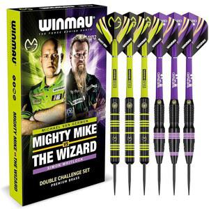 WINMAU MvG 대 마법사 스틸 팁 다트 세트 u2013 22g 브라스 트윈 세트, 비행, 샤프트 및 지갑, 연습 및 놀이를 위한 듀얼 그립 스타일 u2013