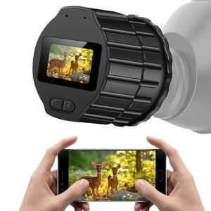 WIFI 망원경 카메라 접안렌즈: 64GB 전자 접안렌즈 1.5인치 화면 1080P FHD 녹화 현미경 액세서리 천체 사진 촬영용 28MM-50MM 유성 카메라 조류 관찰 하이킹