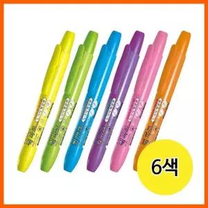 노크식 형광펜 퀵마크M 6색 12개입 필기 형광 필기구 사인펜 컬러펜 (W7ABECD)