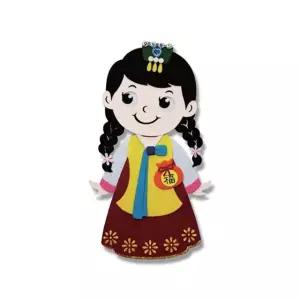 고품질 펠트 한복여아 (13X24cm) 명절 환경꾸미기재료 환경미화 (W7CB08C)
