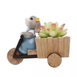 고품질 토끼자매 미니화분(자전거) 홈가드닝 인테리어 소품 선인장화분 (W7F720F)