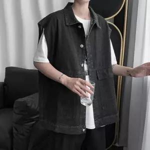 남자 데님 조끼 청자켓 베스트 블랙 연청 데일리 남성캐주얼자켓 양털후리스 (W76540B)