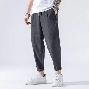 린넨 9부 남성 허리밴딩 데일리 일자팬츠 (WBA6689)