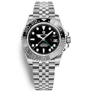 남성용 파가니 디자인 GMT 시계 자동 40MM 날짜 100M 방수 스테인리스 사파이어 유리 기계식 손목시계 PD-1662