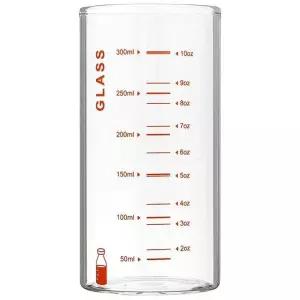 [콩심팥심]TBZ 내열유리 눈금패턴 실린더 유리컵 350ml 오렌지 물컵