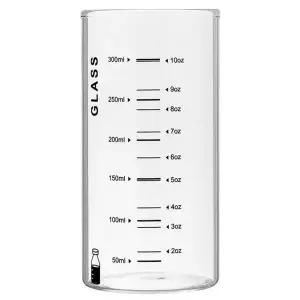 [콩심팥심]TBZ 내열유리 눈금패턴 실린더 유리컵 350ml 블랙 카페컵