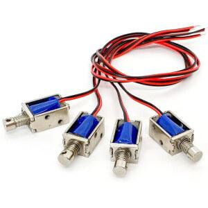 4Pcs DC 12V 마이크로 푸시 풀 솔레노이드 전자석 미니 선형 액추에이터 자석 밸브 4mm 스트로크 오픈 프레임 모션 5.5W 0.15N