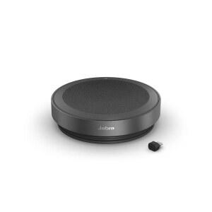 자브라 스피크2 75 SE (세컨드 에디션) 무선 블루투스 스피커 - 노이즈 캔슬링 마이크 4개, 65mm 새로운 연결 기능 USB-C 동글 Zoom 및 Google Meet에서 작동 다크 그레이