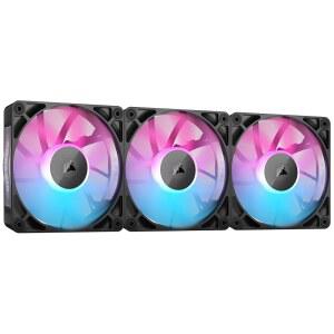 CORSAIR iCUE 링크 RX120 RGB 120mm PWM 팬(iCUE 시스템 허브 포함) - 마그네틱 돔 베어링 트리플 팩 블랙