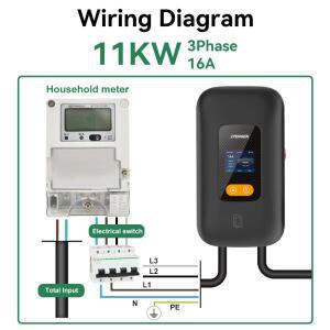 11KW EV 충전기 스테이션 Type2 16A 3상 자동차 EVSE 완속 충전기세트 시간 와이파이 APP 제어