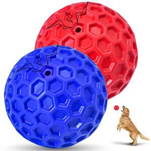 CHOODIN 2 팩 공격적인 씹는 사람을 위한 파괴할 수 없는 삐걱거리는 개 공, 이를 인터랙티브 장난감, 불안을 완화합니다. 대형, 중형 품종, 야외 고무 공을 장난감.