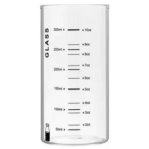 TBZ 내열유리 눈금패턴 실린더 유리컵 350ml 블랙 카페컵