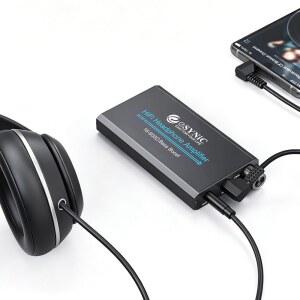 eSynic 16-600 베이스 헤드폰 앰프 휴대용 - 스위치-알루미늄 합금 케이스 및 12시간 재생 시간으로 충전 가능한 HiFi 3.5mm 오디오 MP3 /폰 /PC /노트북 /자동차 (3.5mm AUX)