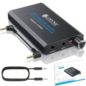 eSynic 16-600 헤드폰 앰프 휴대용 - HiFi 3.5mm 오디오 충전식, 2단 게인 스위치-알루미늄 합금 케이스 및 12시간 재생 시간 MP3 /폰 /PC /노트북 /자동차 (3.5mm AUX)용 0.0005% THD