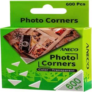 아네코 600피스 클리어 셀프 접착 사진 장착 코너 스티커 투명 산이 없는 스크랩북 다이어리 저널용
