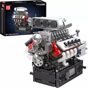 작동하는 몰드 킹 10225 V8 엔진 모델 키트 - 배터리가 장착된 자동차 빌딩 블록 STEM 메카닉 엔지니어링
