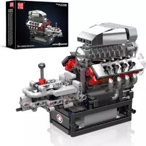 몰드 킹 10225 V8 엔진 모델 키트 실행 - 변속기가 장착된 나만의 STEM 8기통 자동차 엔지니어링 장난감