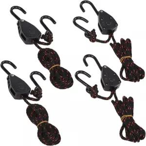 Acronde 4PCS 1/8인치 6피트 조절 가능한 헤비 듀티 로프 행거 래칫 카약 및 카누 보우 스턴 타이 다운
