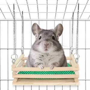 케이지 스윙을 위한 부드러운 매트가 있는 Jevnd Wood Chinchilla 해먹 침대 걸이형 액세서리 우드 토이