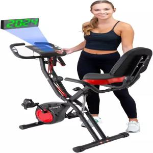 야광 숫자 디스플레이가 있는 YYFIT 3-in-1 운동 자전거 홈 시니어용 접이식 고정식 등받이가 완전히