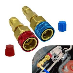 ANYHUT 2 PCS R1234YF 어댑터 퀵 커플러와 R134A 고압/저압 커넥터 변환 키트 냉매 교류 시스템 충전용 커플러 (골드)