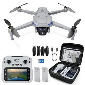 카메라가 장착된 콘티소 F23 GPS 드론, 비행 시간 46분, 4.5인치 화면 리모컨, 팔로우 미, 웨이포인트, 5GHz FPV 전송, 귀가, 손동작, 청소년 및 궤도 모드 접이식 드론