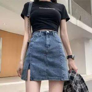 셀럽하우스 썸머 데님 스커트 일체형 속바지 청치마
