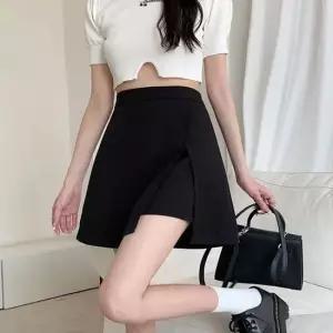 셀럽하우스 여성 치마바지 블랙 허리밴딩 스판 미니스커트