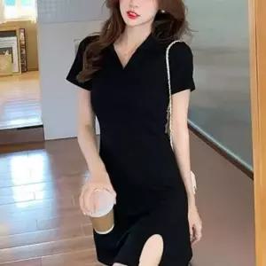 셀럽하우스 미니 브이넥 여성 카라 블랙 하객원피스 데이트룩 트