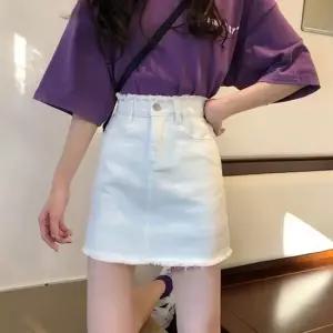 셀럽하우스 여성 A라인 청스커트 다리 길어보이는 하이웨스트 데