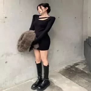 셀럽하우스 슬림숏 블랙원피스 파티블랙원피스 클럽 미니원피스