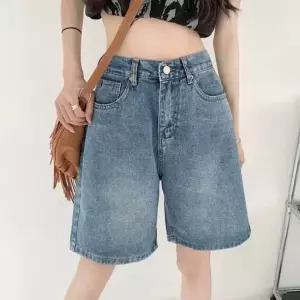 셀럽하우스 여자 진청 연청 반바지 데님 올매치 데일리 하프팬츠
