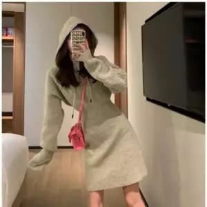 셀럽하우스 후드 니트원피스 미니 미니원피스