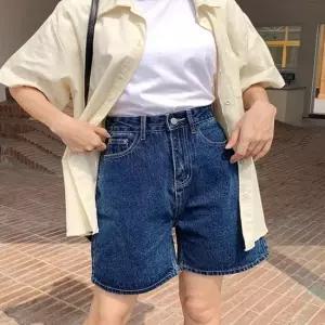 셀럽하우스 데님 청반바지 와이드핏 하이웨스트 5부반바지 여름